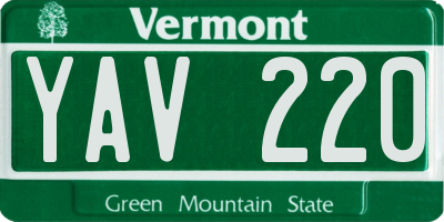 VT license plate YAV220