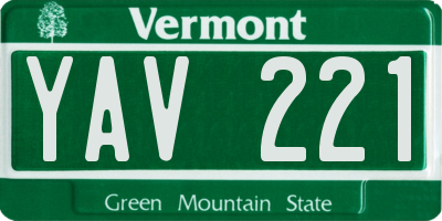 VT license plate YAV221