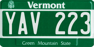 VT license plate YAV223