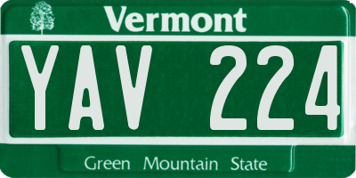 VT license plate YAV224