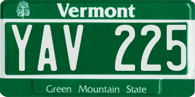 VT license plate YAV225