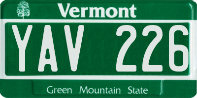 VT license plate YAV226
