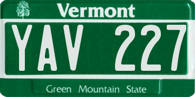 VT license plate YAV227