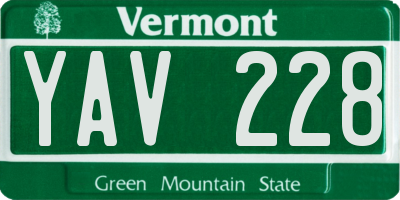 VT license plate YAV228