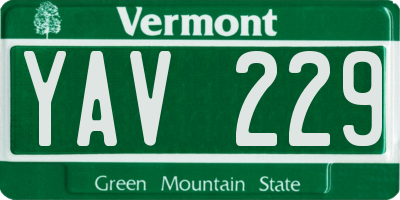 VT license plate YAV229