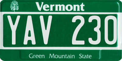 VT license plate YAV230