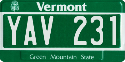 VT license plate YAV231