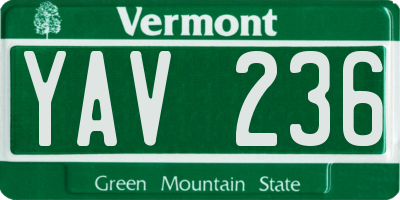 VT license plate YAV236