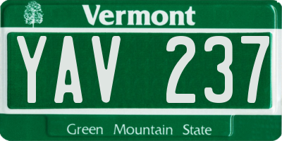 VT license plate YAV237