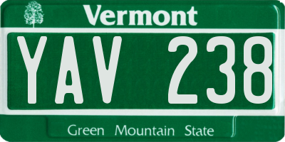 VT license plate YAV238