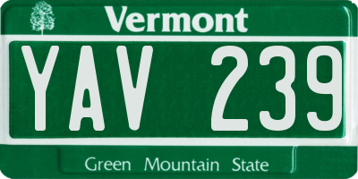 VT license plate YAV239