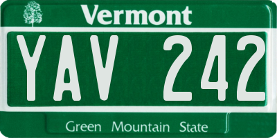 VT license plate YAV242