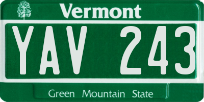 VT license plate YAV243