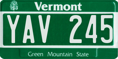VT license plate YAV245