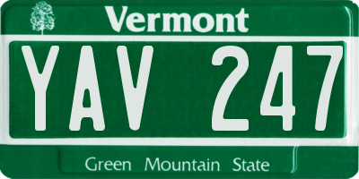 VT license plate YAV247