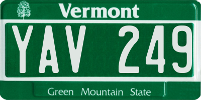 VT license plate YAV249