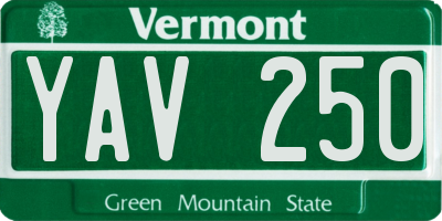VT license plate YAV250