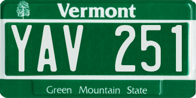 VT license plate YAV251