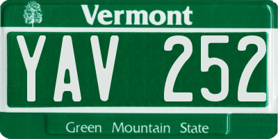 VT license plate YAV252