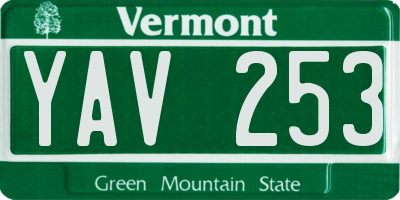VT license plate YAV253