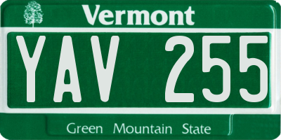 VT license plate YAV255