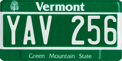 VT license plate YAV256