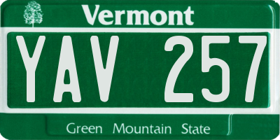 VT license plate YAV257