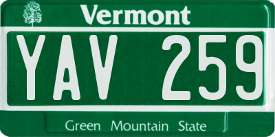 VT license plate YAV259