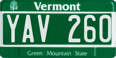VT license plate YAV260