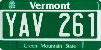 VT license plate YAV261