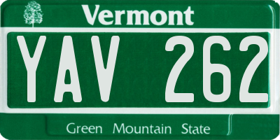VT license plate YAV262