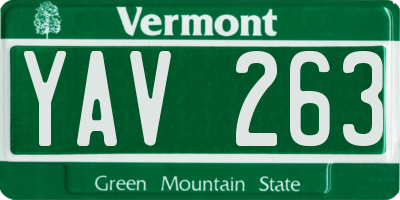 VT license plate YAV263