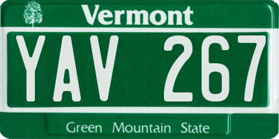 VT license plate YAV267
