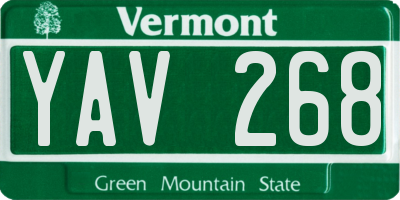 VT license plate YAV268