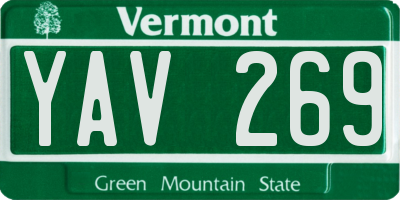 VT license plate YAV269