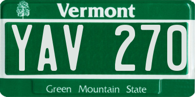 VT license plate YAV270