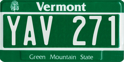 VT license plate YAV271