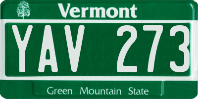 VT license plate YAV273