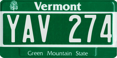 VT license plate YAV274