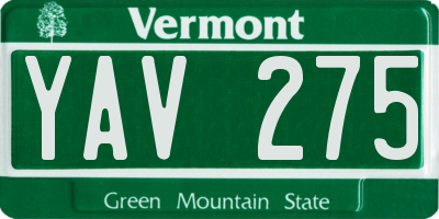 VT license plate YAV275