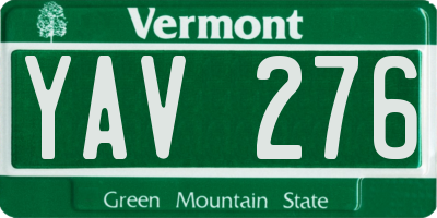 VT license plate YAV276