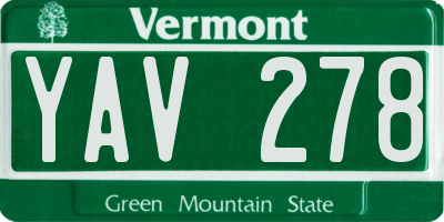 VT license plate YAV278