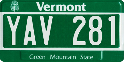 VT license plate YAV281