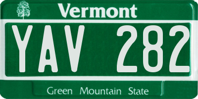 VT license plate YAV282
