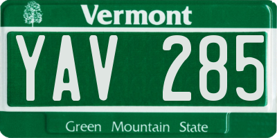 VT license plate YAV285