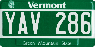 VT license plate YAV286
