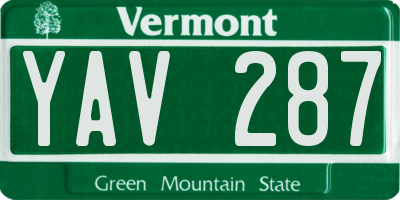 VT license plate YAV287