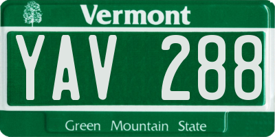 VT license plate YAV288