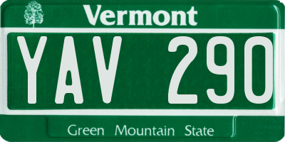 VT license plate YAV290