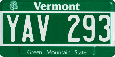 VT license plate YAV293
